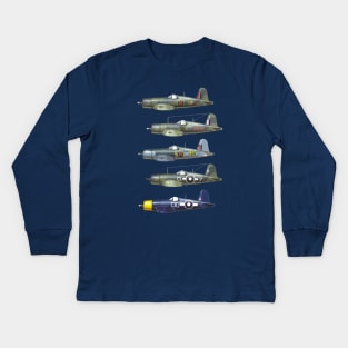 Vought F4U Corsair WWII Fighter plane Kids Long Sleeve T-Shirt